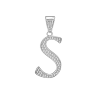 Cubic Zirconia Script Letter Pendant (Silver)
