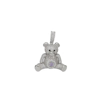 Iced-Out Teddy Bear Pendant (Silver)