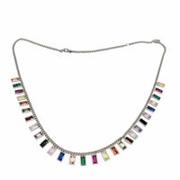 Tricolor Stone Fancy Chain (SILVER)