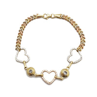 Triple Open Heart Fancy Bracelet (14K).