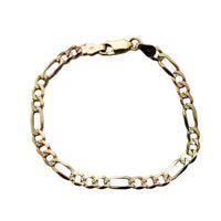 Tri-Color Figaro Bracelet (14K).