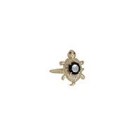 Round Turtle Black Stone Ring (14K)