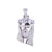 Ice-Out Jesus Head Pendant (Silver)