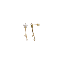 Cubic Zirconia Flower Stud Earrings (14K)