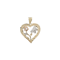 Rose & Butterfly Heart Pendant (14K)