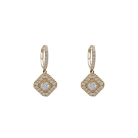 Zirconia Rhombus Dangling Earrings (14K)