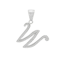 Cubic Zirconia Script Letter Pendant (Silver)