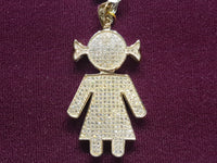 Iced-Out Girl / Female CZ Pendant (Silver)