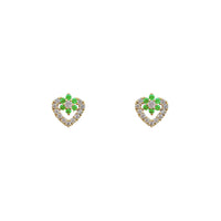 Open Heart with the Flower Stud Earrings (14K)
