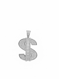 Cubic Zirconia Dollar Sign Pendant (Silver)