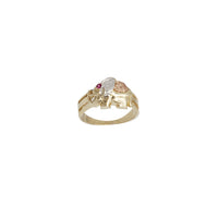 Zirconia Tri-Color Elephant Ring (14K)
