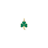 Shamrock Enameled Pendant (10K) front - Popular Jewelry - New York