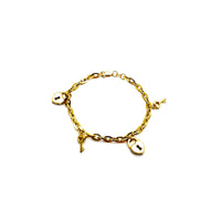 Heart & Lock Charm Bracelet (14K).