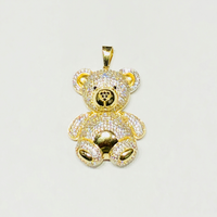 Teddy Bear CZ Pendant (14K) front - Popular Jewelry - New York