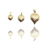 Diamond-Cut Tessellated Puffy Heart Pendant (14K)