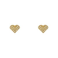 Quilted Icy Heart Stud Earrings Yellow (14K) front - Popular Jewelry - New York