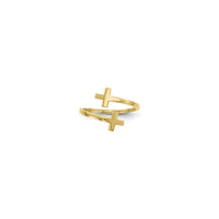 Bypassing Crosses Ring (14K) front - Popular Jewelry - New York