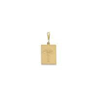 Caduceus Textured Medical Bar Pendant (14K) front - Popular Jewelry - New York