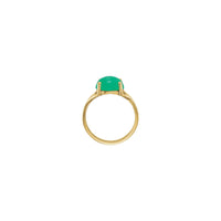 Chrysoprase Round Cabochon Ring yellow (14K) setting - Popular Jewelry - New York