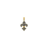 Dark-Colored Enamel Fleur De Lis Pendant (14K) front - Popular Jewelry - New York