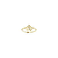 Diamond Anchor Cross Ring yellow (14K) front - Popular Jewelry - New York
