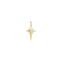 Diamond Incrusted Celestial Cross Pendant yellow (14K) front - Popular Jewelry - New York