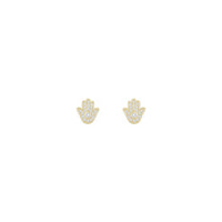 Diamond Mini Hamsa Stud Earrings yellow (14K) front - Popular Jewelry - New York