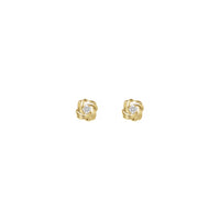 Diamond Solitaire Knot Stud Earrings yellow (14K) front - Popular Jewelry - New York