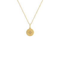 Diamond Starburst Medallion Necklace yellow (14K) front - Popular Jewelry - New York