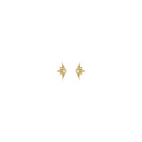 Diamond Starburst Stud Earrings yellow (14K) front - Popular Jewelry - New York