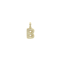 Icy Puffy Initial Letter Pendant B (14K) front - Popular Jewelry - New York