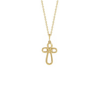 Knotted Cross Necklace yellow (14K) front - Popular Jewelry - New York