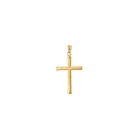 Wood Pattern Cross Pendant yellow large (14K) back - Popular Jewelry - New York
