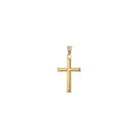 Wood Pattern Cross Pendant yellow medium (14K) back - Popular Jewelry - New York