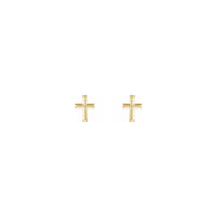 Pyramidal Cross Stud Earrings (14K) front - Popular Jewelry - New York