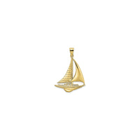 Ribbed Catamaran Sailing Boat Pendant (14K) front - Popular Jewelry - New York