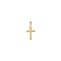 Wood Pattern Cross Pendant yellow small (14K) back - Popular Jewelry - New York