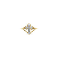 Two-Tone Budded Cross Ring (14K) front - Popular Jewelry - New York