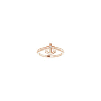 Diamond Anchor Cross Ring rose (14K) front - Popular Jewelry - New York
