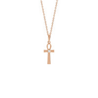 Diamond Incrusted Ankh Necklace rose (14K) front - Popular Jewelry - New York