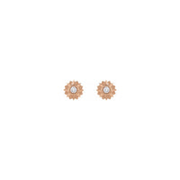 Diamond Solitaire Sun Stud Earrings rose (14K) front - Popular Jewelry - New York