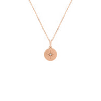 Diamond Starburst Medallion Necklace rose (14K) front - Popular Jewelry - New York