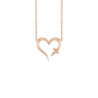 Heart Cross Necklace rose (14K) front - Popular Jewelry - New York