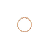 Horizontal Oval Beaded Stackable Signet Ring rose (14K) setting - Popular Jewelry - New York