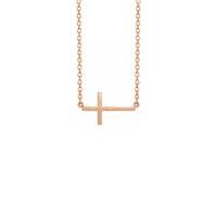 Large Sideways Cross Necklace rose (14K) front - Popular Jewelry - New York