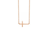 Medium Sideways Cross Necklace rose (14K) front - Popular Jewelry - New York