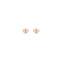 Mini Fleur-de-lis Stud Earrings rose (14K) front - Popular Jewelry - New York