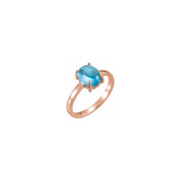 Oval Swiss Blue Topaz Cabochon Ring rose (14K) main - Popular Jewelry - New York