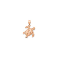 Tilted Sea Turtle Pendant (14K) front - Popular Jewelry - New York