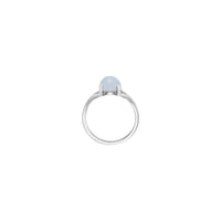 Blue Chalcedony Round Cabochon Ring (14K) setting - Popular Jewelry - New York